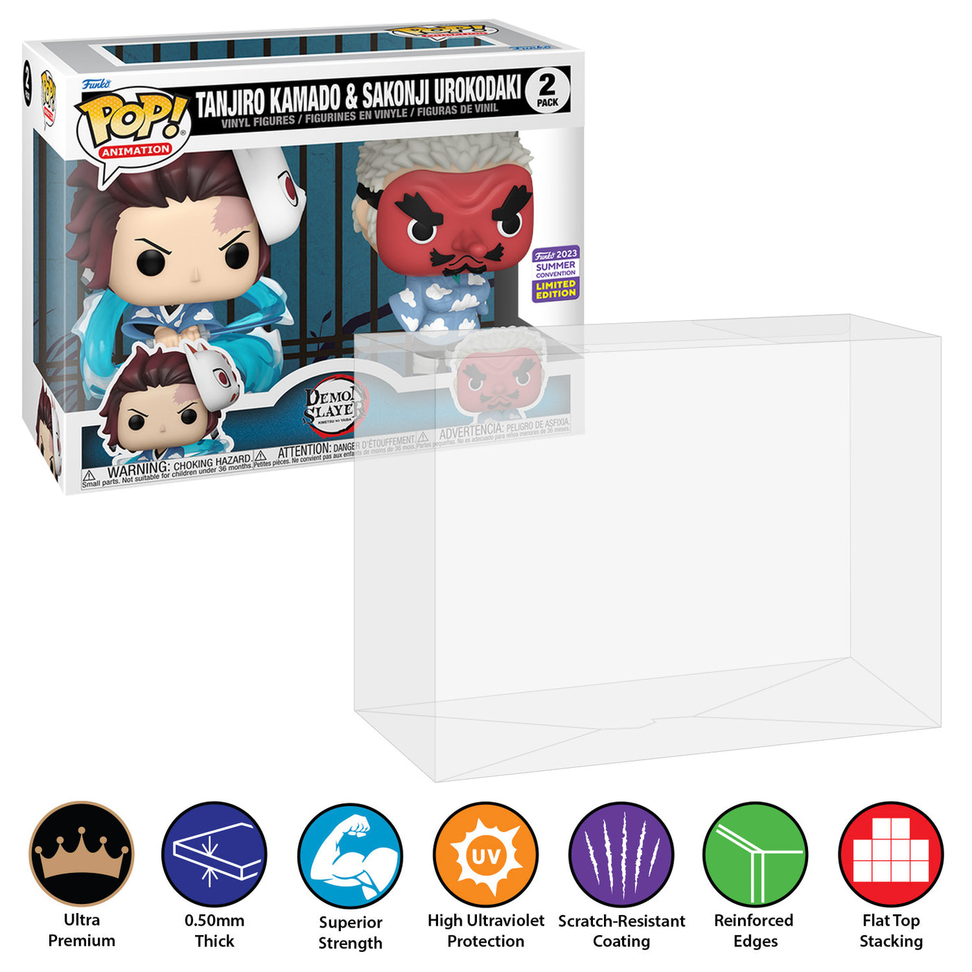 2 PACK Pop Protectors for Funko (50mm thick, UV & Scratch 