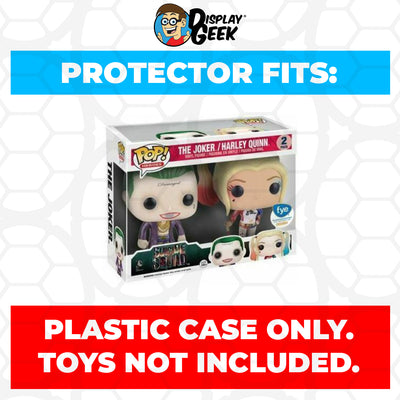 Pop Protector for 2 Pack The Joker & Harley Quinn Metallic Funko Pop on The Protector Guide App by Display Geek