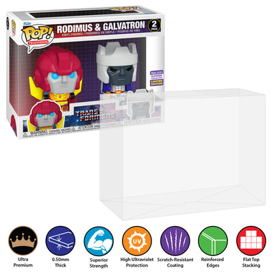 2 pack transformers rodimus galvatron sdcc best funko pop protectors thick strong uv scratch flat top stack vinyl display geek plastic shield vaulted eco armor fits collect protect display case kollector protector