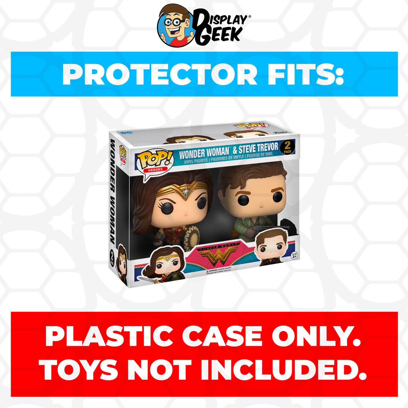 Pop Protector for 2 Pack Wonder Woman & Steve Trevor Funko Pop on The Protector Guide App by Display Geek