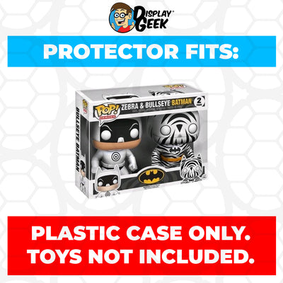 Pop Protector for 2 Pack Zebra & Bullseye Batman Funko Pop on The Protector Guide App by Display Geek