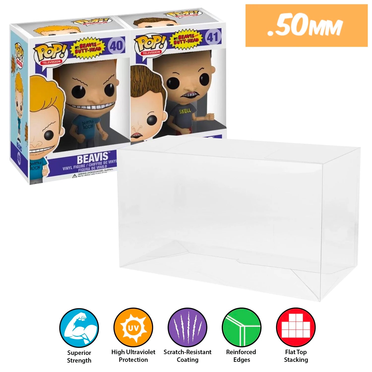 2 POPS SIDE BY SIDE Pop Protectors for Funko (0.50mm thick, UV & Scrat ...