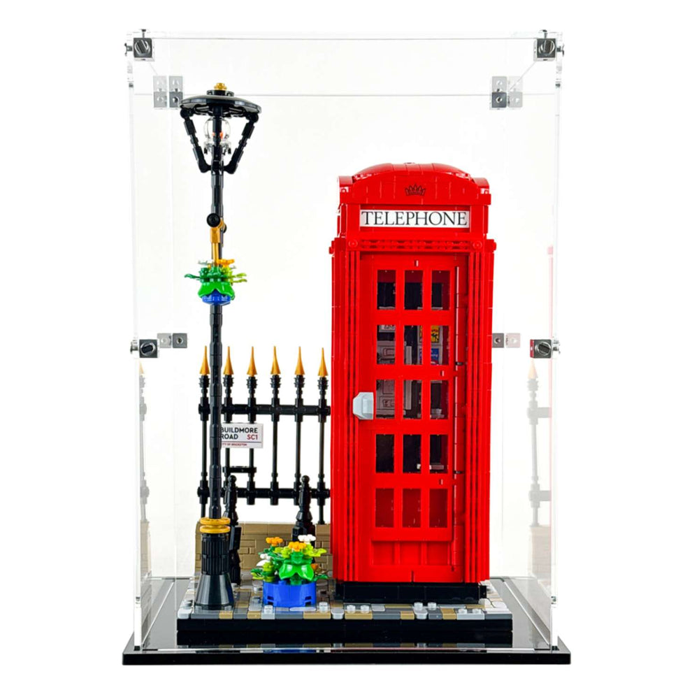 LEGO 21347 - Custom Acrylic Display Case for Red London Telephone Box (13h x 9w x 7d) by Display Geek Flying Box 3mm thick dust and dirt protection