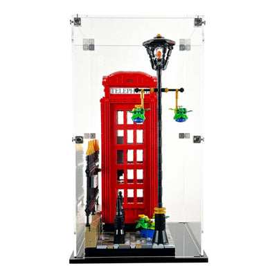 LEGO 21347 - Custom Acrylic Display Case for Red London Telephone Box (13h x 9w x 7d) by Display Geek Flying Box 3mm thick dust and dirt protection