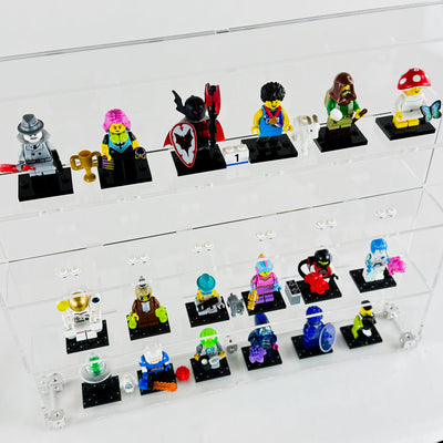 LEGO Minifigures - Wall Mount Display Case for 24 LEGO Minifigures (Acrylic) 3mm thick (12h x 13w x 2d) by Display Geek Flying Box 3mm thick dust and dirt protection