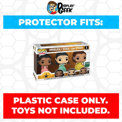 Pop Protector for 3 Pack Hamilton Angelica, Eliza & Peggy Funko Pop on The Protector Guide App by Display Geek