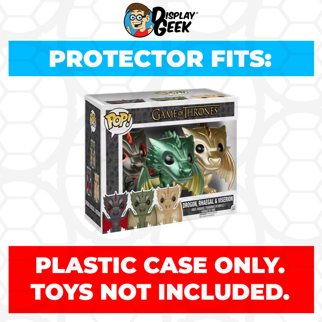 Pop Protector for 3 Pack Drogon Rhaegal Viserion Metallic Funko Pop Display Geek Inc