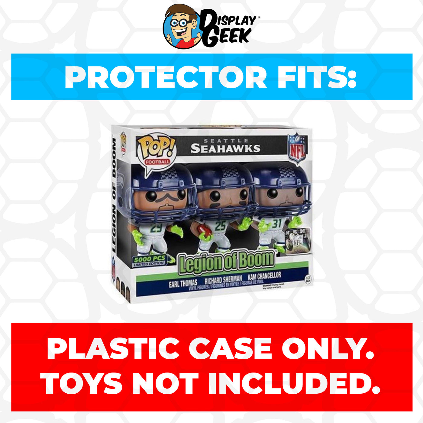 Pop Protector for 3 Pack Earl, Richard & Kam Legion of Boom Funko Pop on The Protector Guide App by Display Geek