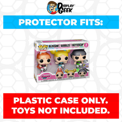 Pop Protector for 3 Pack Powerpuff Girls Blossom, Bubbles & Buttercup Diamond SDCC Funko Pop on The Protector Guide App by Display Geek