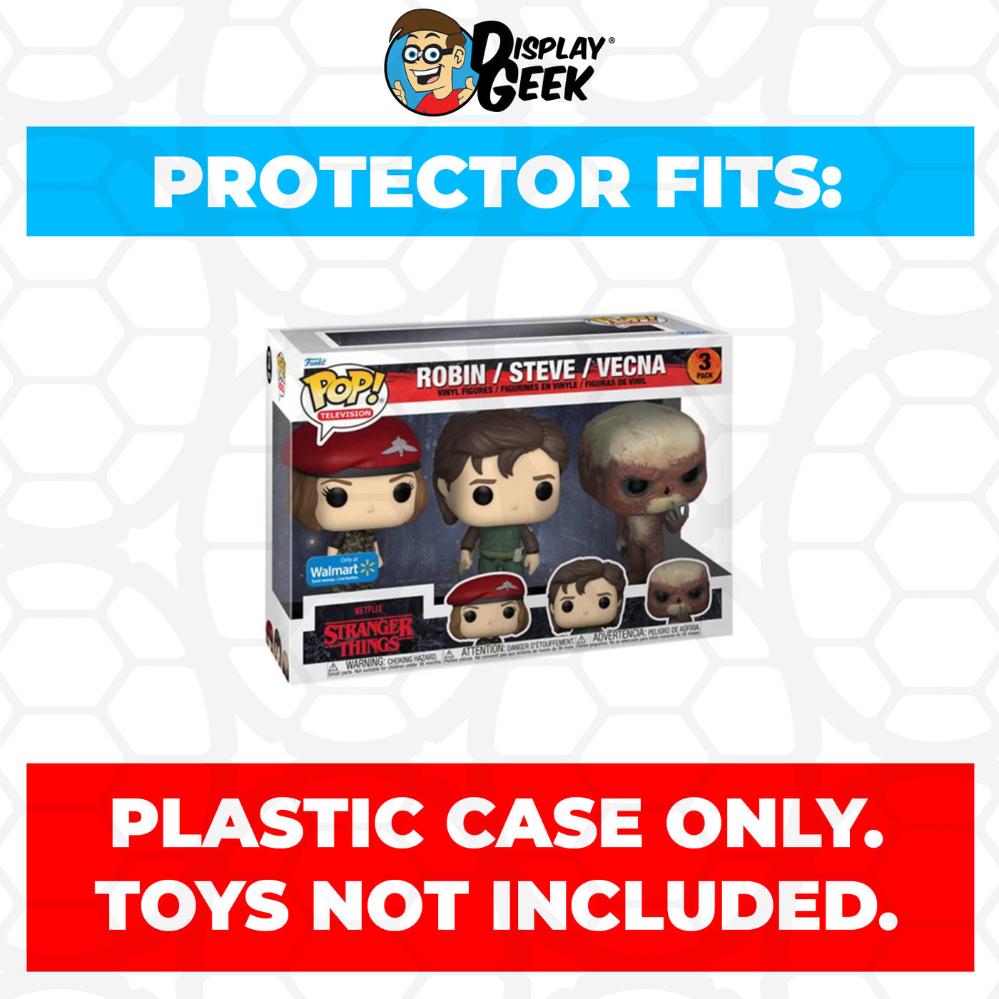 Pop Protector for 3 Pack Stranger Things Robin, Steve & Vecna Funko Pop on The Protector Guide App by Display Geek