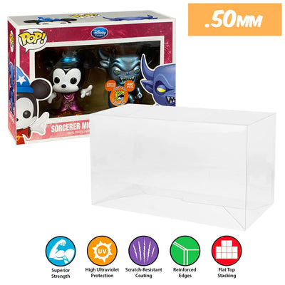 sorcerer mickey chernabog SDCC 2 pack best funko pop protectors thick strong uv scratch flat top stack vinyl display geek plastic shield vaulted eco armor fits collect protect display case kollector protector