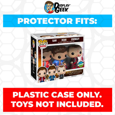 Pop Protector for 3 Pack Supernatural Sam, Dean & Crowley Bloody NYCC Funko Pop on The Protector Guide App by Display Geek