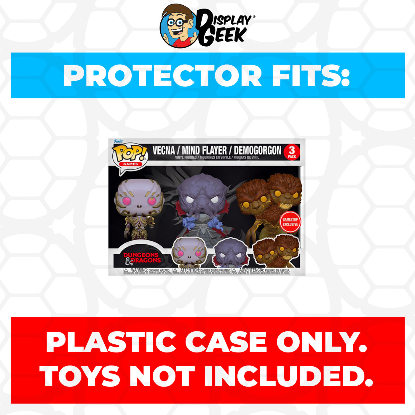 Pop Protector for 3 Pack Vecna, Mind Flayer & Demogorgon Funko Pop Dungeons and Dragons Villains on The Protector Guide App by Display Geek