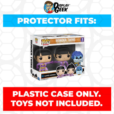 Pop Protector for 3 Pack Wonder Twins SDCC Funko Pop on The Protector Guide App by Display Geek