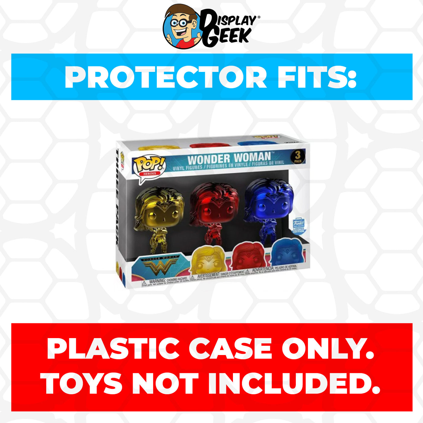 Pop Protector for 3 Pack Wonder Woman Gauntlets Chrome Funko Pop on The Protector Guide App by Display Geek