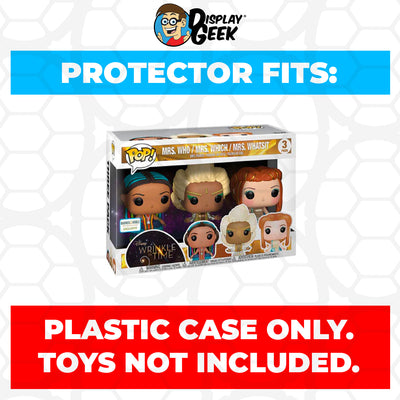 Pop Protector for 3 Pack Mrs. Who, Mrs. Which & Mrs. Whatsit Funko Pop on The Protector Guide App by Display Geek