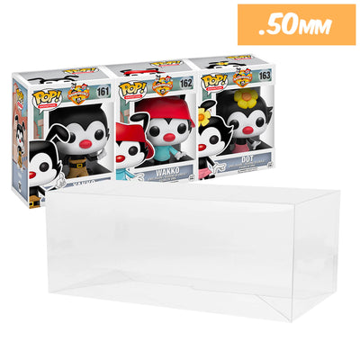animaniacs 3 pops side by side best funko pop protectors thick strong uv scratch flat top stack vinyl display geek plastic shield vaulted eco armor fits collect protect display case kollector protector