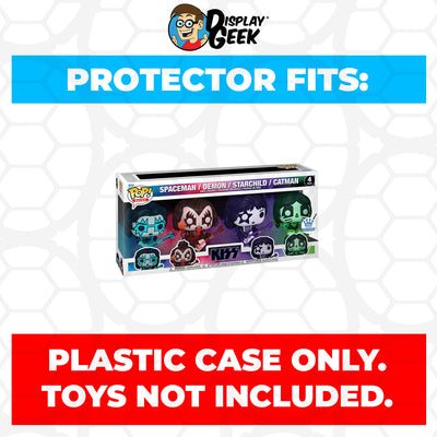 Pop Protector for 4 Pack KISS Spaceman, Demon, Starchild & Catman Funko Pop on The Protector Guide App by Display Geek