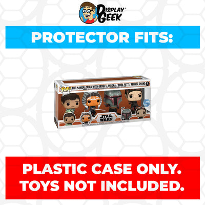 Plastic Pop Protector Compatible with 4 Pack The Mandalorian with Grogu, Ahsoka, Boba Fett & Fennec Shand