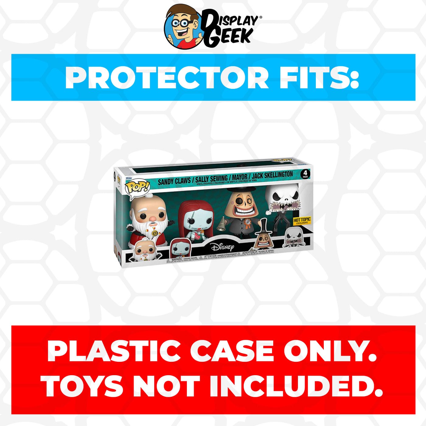 Pop Protector for 4 Pack The Nightmare Before Christmas Sandy Claws, Sally Sewing, Mayor &amp; Jack Skellington Funko Pop on The Protector Guide App by Display Geek