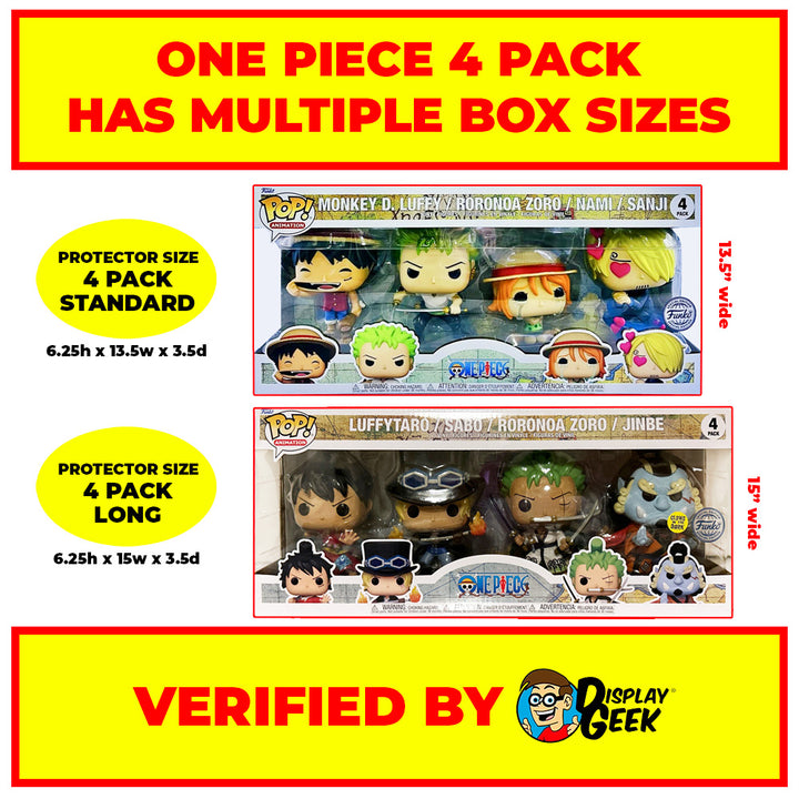 4-Pack Long - Funko Pop Protectors (0.50mm UV Resistant) Fits 6.25h x