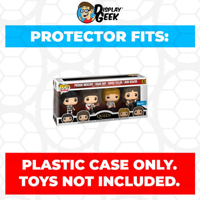 Pop Protector for 4 Pack Queen Freddie Mercury, Brian, Roger & John Funko Pop on The Protector Guide App by Display Geek