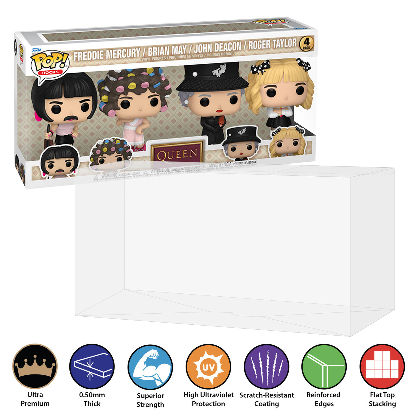 4 pack queen i want to break free best funko pop protectors thick strong uv scratch flat top stack vinyl display geek plastic shield vaulted eco armor fits collect protect display case kollector protector