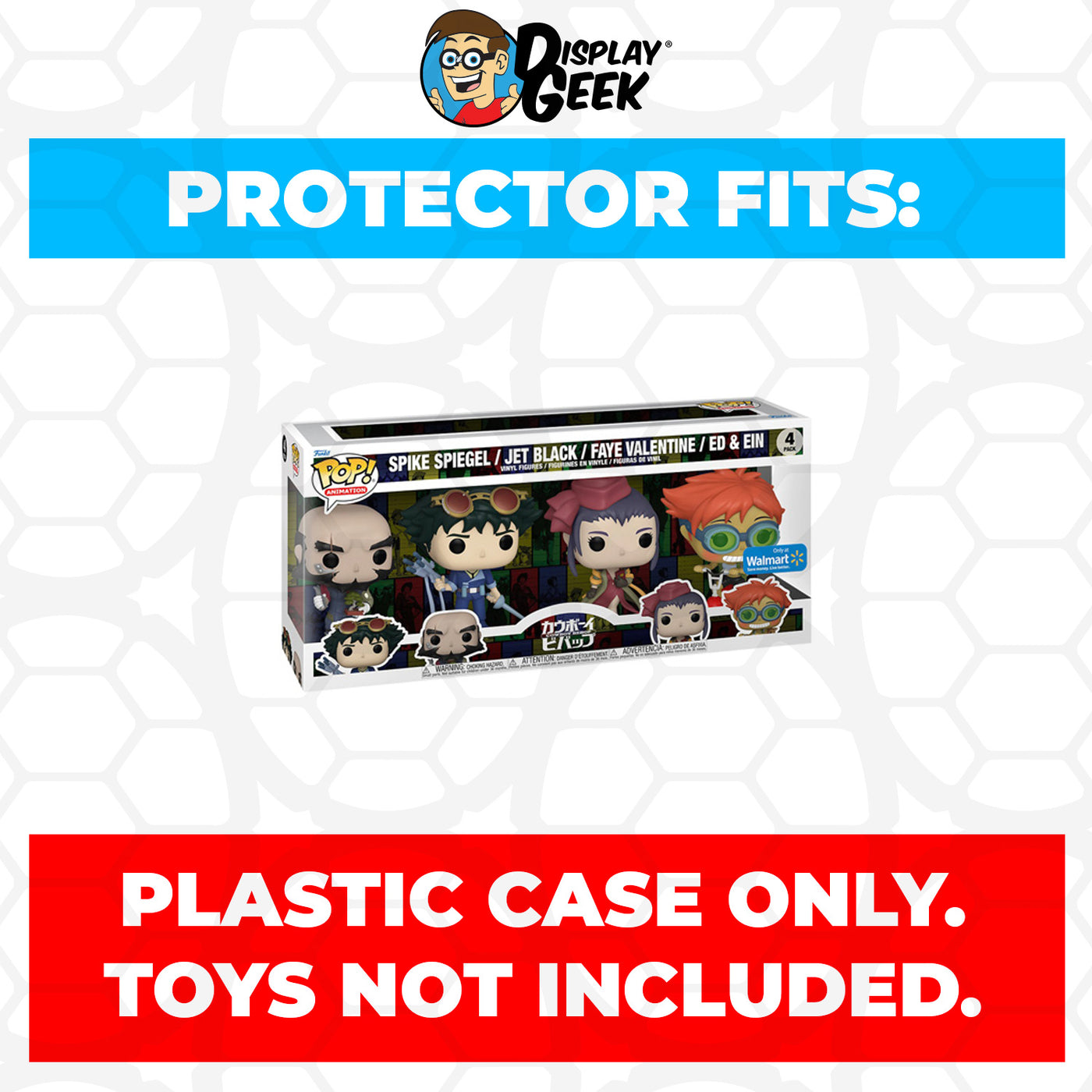 Pop Protector for 4 Pack Cowboy Bebop Spike Spiegel, Jet Black, Faye Valentine, Ed & Ein Funko Pop on The Protector Guide App by Display Geek