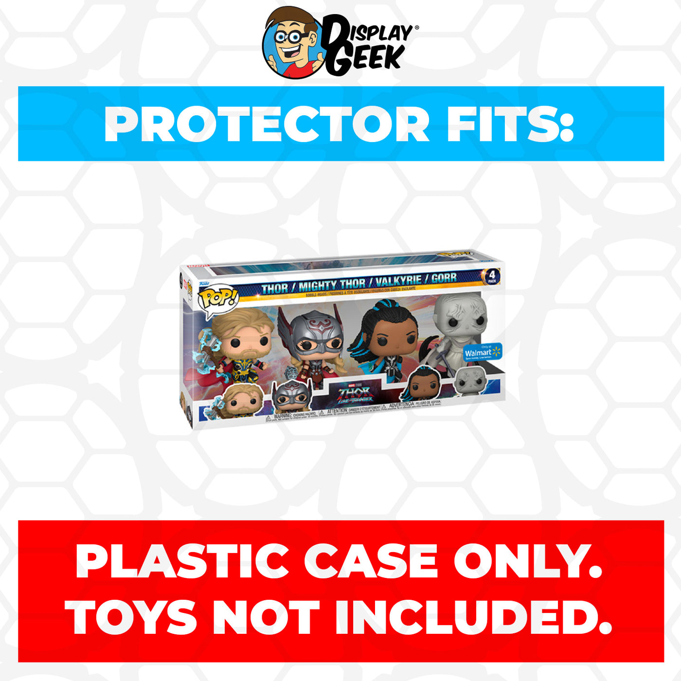 Pop Protector for 4 Pack Pop Protector for 4 Pack Thor Love & Thunder Thor, Mighty Thor, Valkyrie & Gorr Funko Pop Funko Pop on The Protector Guide App by Display Geek