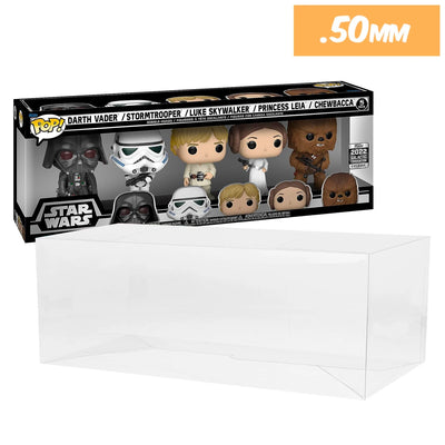 star wars celebration darth vader stormtrooper luke skywalker princess leia chewbacca 5 pack best funko pop protectors thick strong uv scratch flat top stack vinyl display geek plastic shield vaulted eco armor fits collect protect display case kollector protector