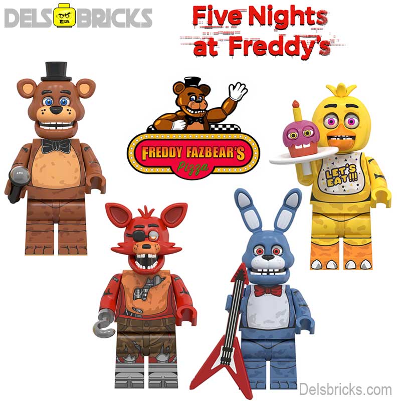 Set of 4 (Five Nights at Freddys) - Custom Building Blocks Mini Figures Compatible with LEGO