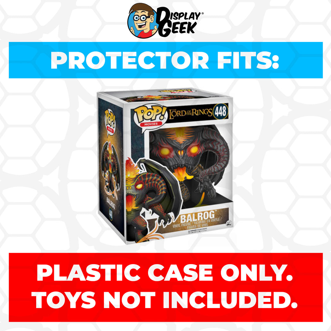 Pop Protector for 6 inch Balrog Glow NYCC 448 Super Funko Pop 0.60mm Thick UV and Scratch Resistant Shield Available on The Protector Guide App by Display Geek Display Geek Inc