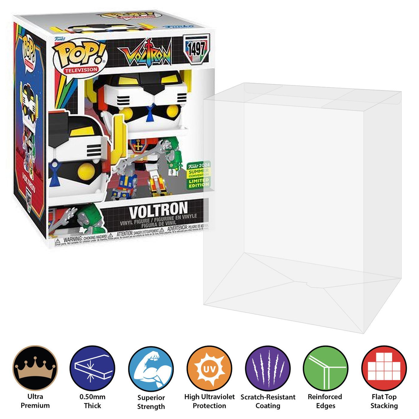 6 inch voltron 1497 SDCC best funko pop protectors thick strong uv scratch flat top stack vinyl display geek plastic shield vaulted eco armor fits collect protect display case kollector protector