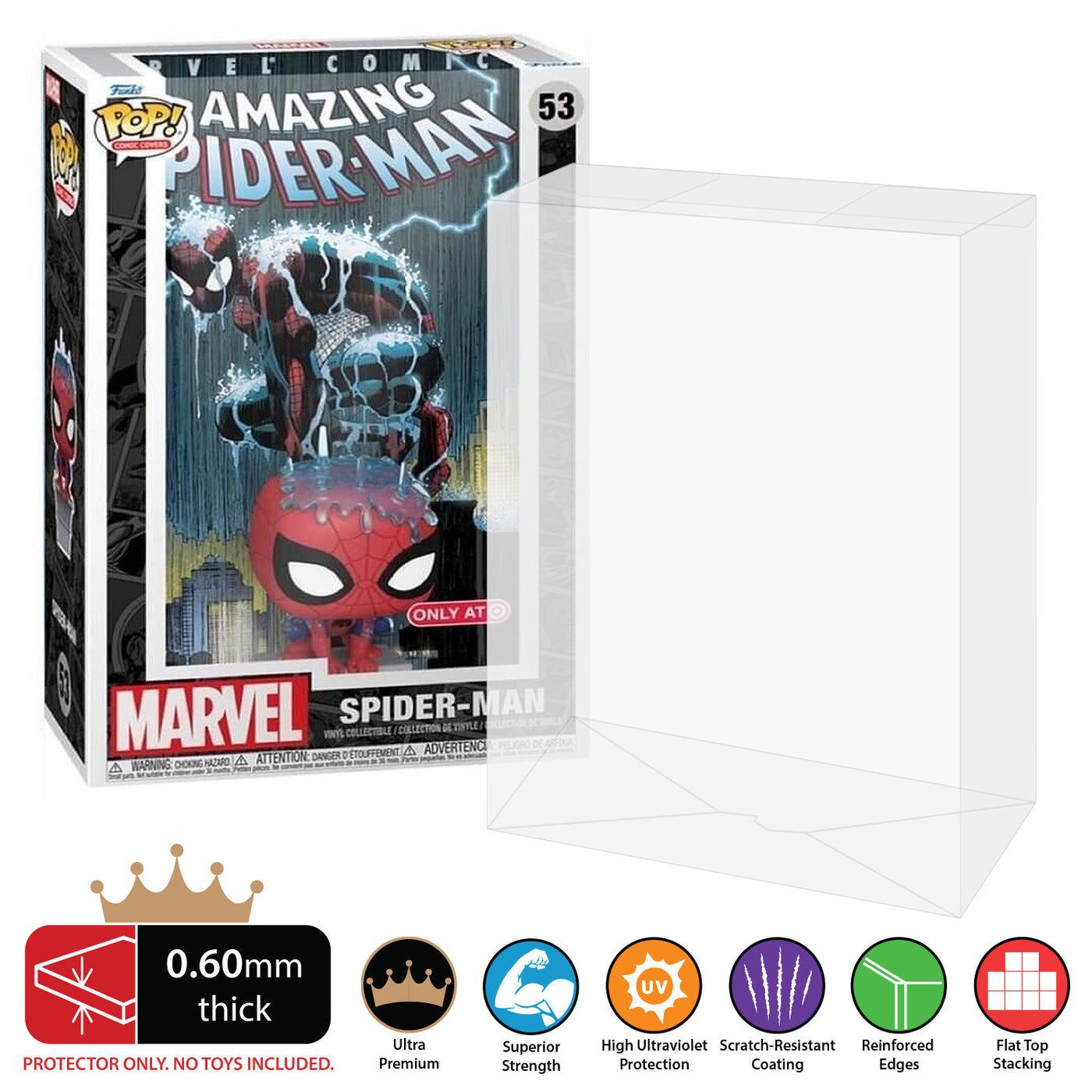 Pop Comic Covers Funko Pop Protectors - 0.60mm Thick UV Resistant Funko Pop Shield Protectors - The Best Quality Ultra Premium, Superior Strength, High Ultraviolet Protection, Scratch Resistant Coating, Reinforced Edges, Flat Top Stacking