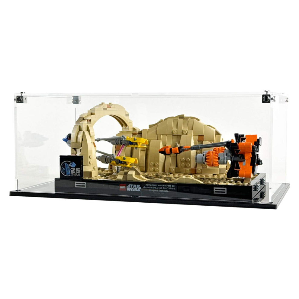 LEGO 75380 - Custom Acrylic Display Case for Star Wars Mos Espa Podrace Diorama (5.3h x 13.5w x 7.5d) by Display Geek Flying Box 3mm thick dust and dirt protection