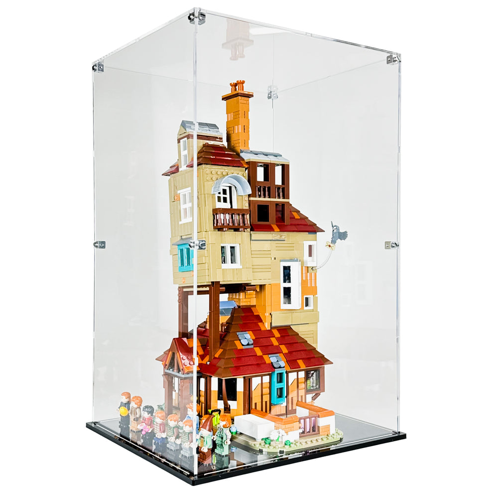 LEGO 76437 - 3mm thick Custom Acrylic Display Case for Harry Potter The Burrow Collectors Edition (19h x 11.5w x 10.25d) by Display Geek Flying Box 3mm thick dust and dirt protection