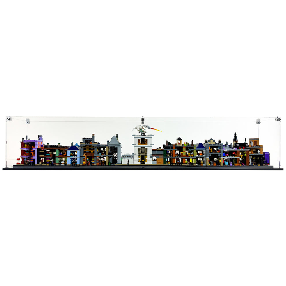 Custom Acrylic Display Case for LEGO Model 76444 - Diagon Alley Wizarding Shops (3mm thick, UV Resistant) 6.75h x 36w x 5.25d