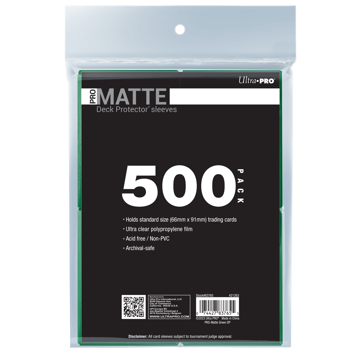 Matte Protector Sleeves for Trading Card Games, Standard Size Deck (500 pack)