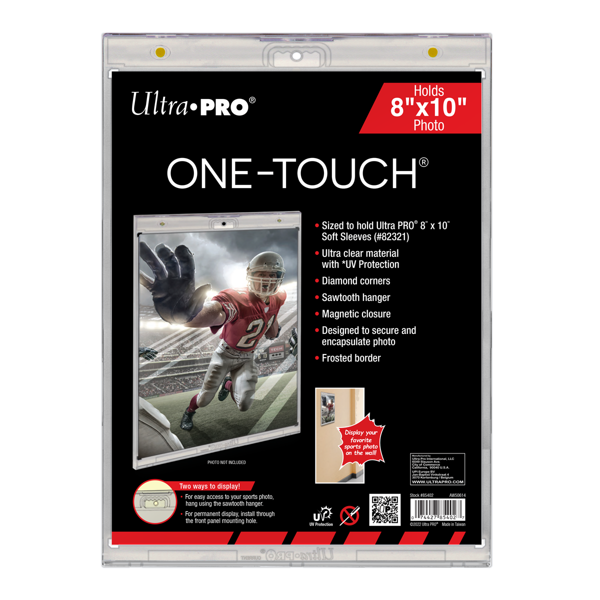 Poster Print 8x10 Wall Mount Display Case, Clear Border (UV ONE-TOUCH Magnetic Holder)