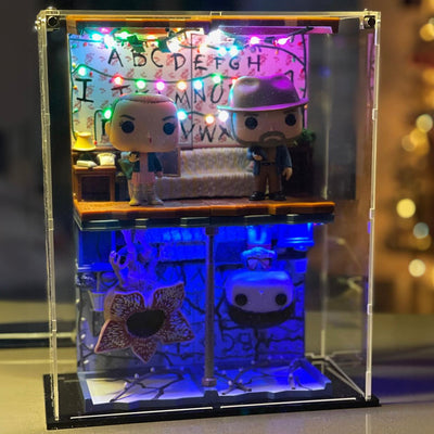 BYERS HOUSE SET - 3mm thick Custom Acrylic Display Case for Funko Pop Out of Box Complete Set by Display Geek Flying Box 3mm thick dust and dirt protection