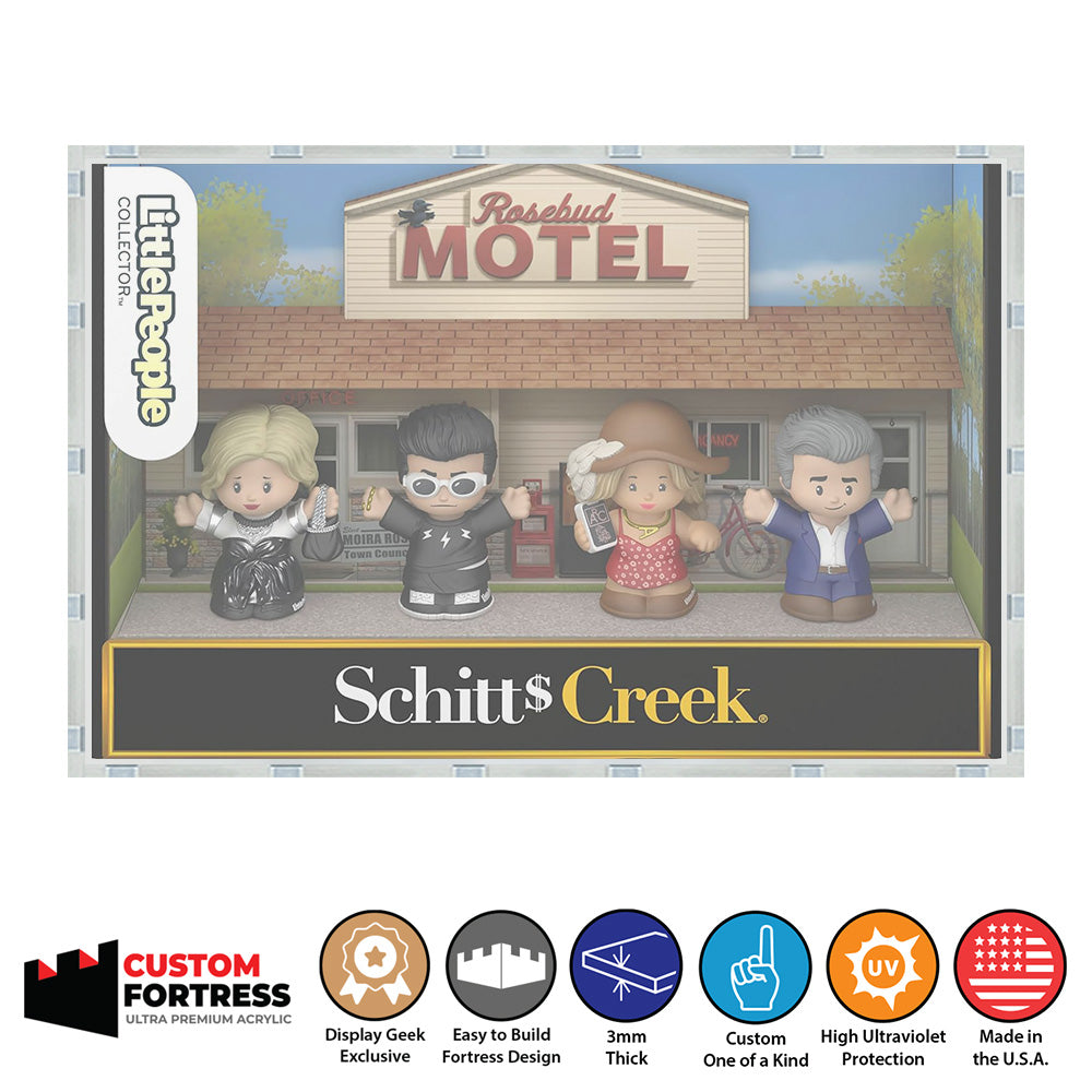 Custom Acrylic Hard Case for SCHITTS CREEK LittlePeople Boxes (3mm thick, UV Resistant) Fits 7.5h x 11.2w x 2.5d