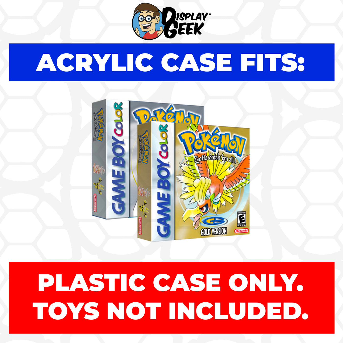 Acrylic Case for Nintendo Game Boy Color Standard Video Game Boxes, 4mm thick, UV Resistant & Magnetic Slide Bottom