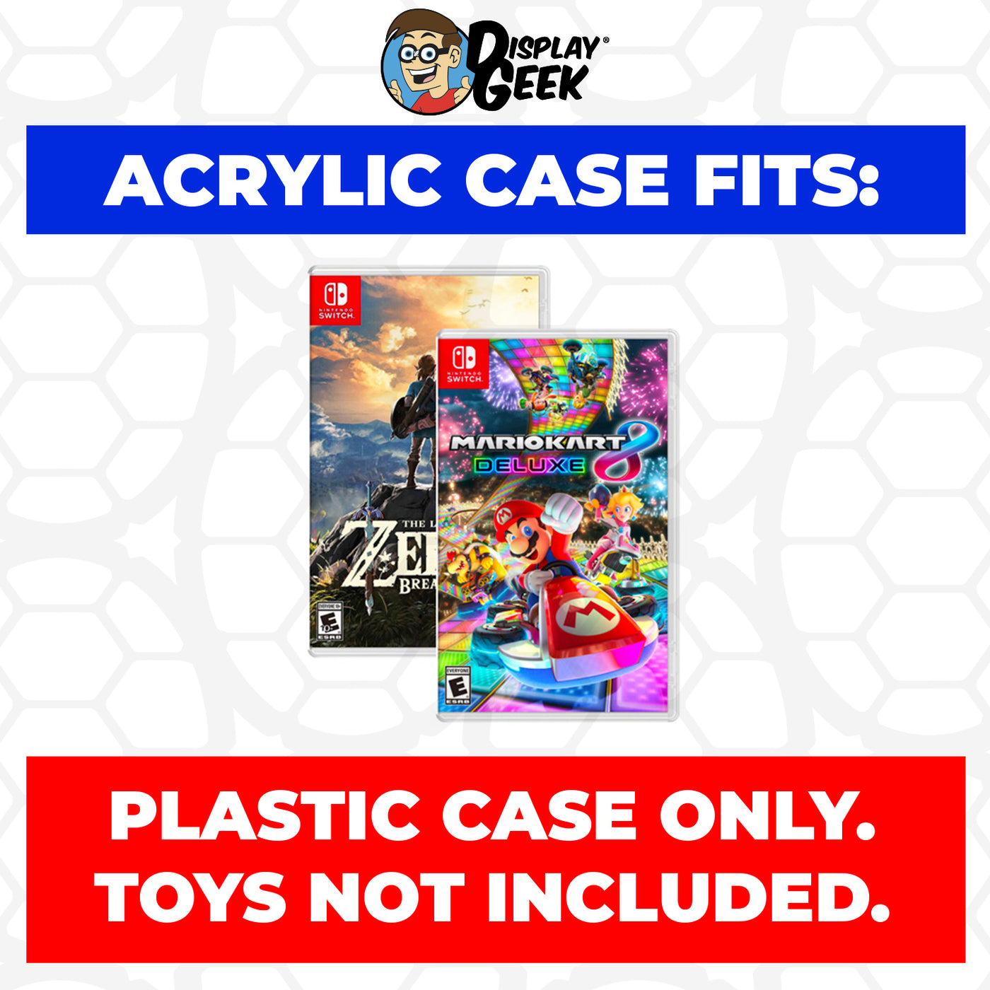 Acrylic Case for Nintendo Switch Standard Video Game Cases, 4mm thick, UV Resistant & Magnetic Slide Bottom