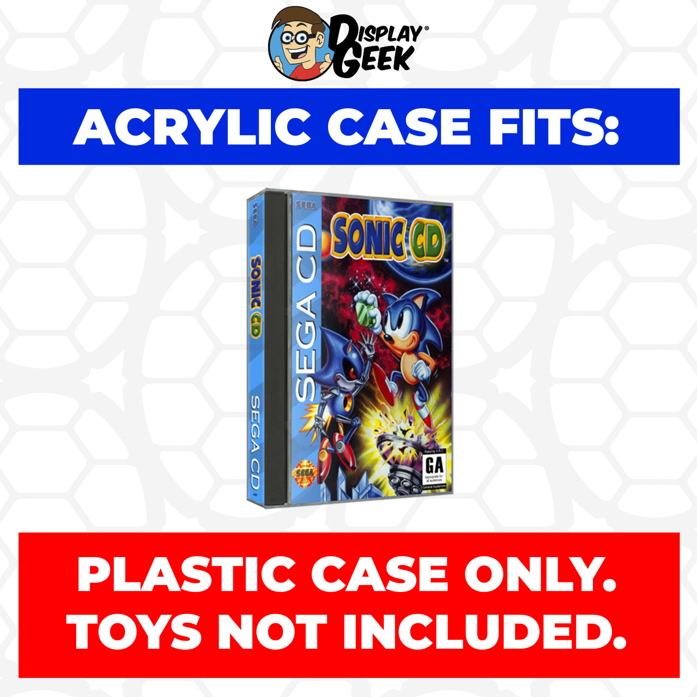 Acrylic Case for Sega CD Long & Tall Video Game Cases, 4mm thick, UV Resistant & Magnetic Slide Bottom