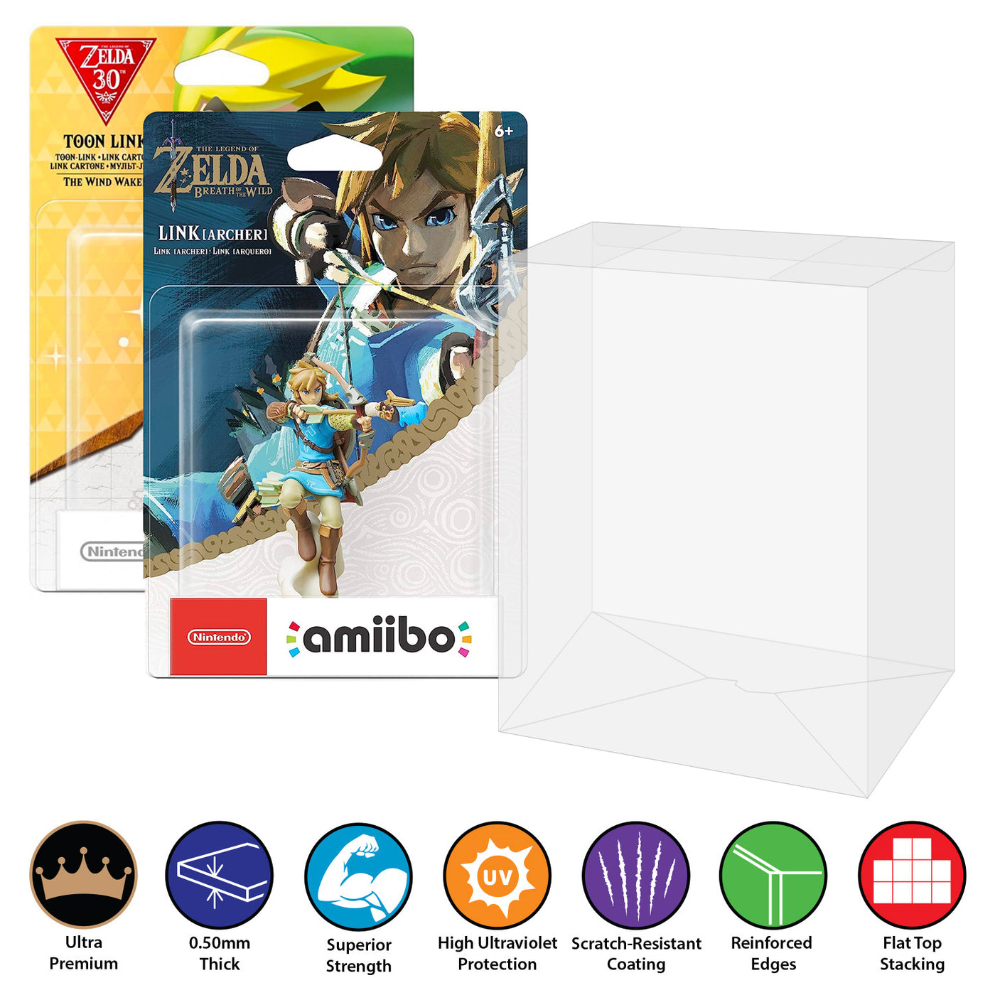 AMIIBO Protectors for Standard Small Amiibo Box 0.50mm thick UV & Scratch Resistant 7.5h x 5.125w x 2.75d
