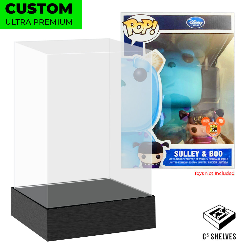 9 inch Giant Sulley & Boo SDCC custom acrylic ultra premium best funko pop hard protectors thick strong vinyl pop shield vaulted armor collect protect display geek exclusive wall mount case c3 shelves