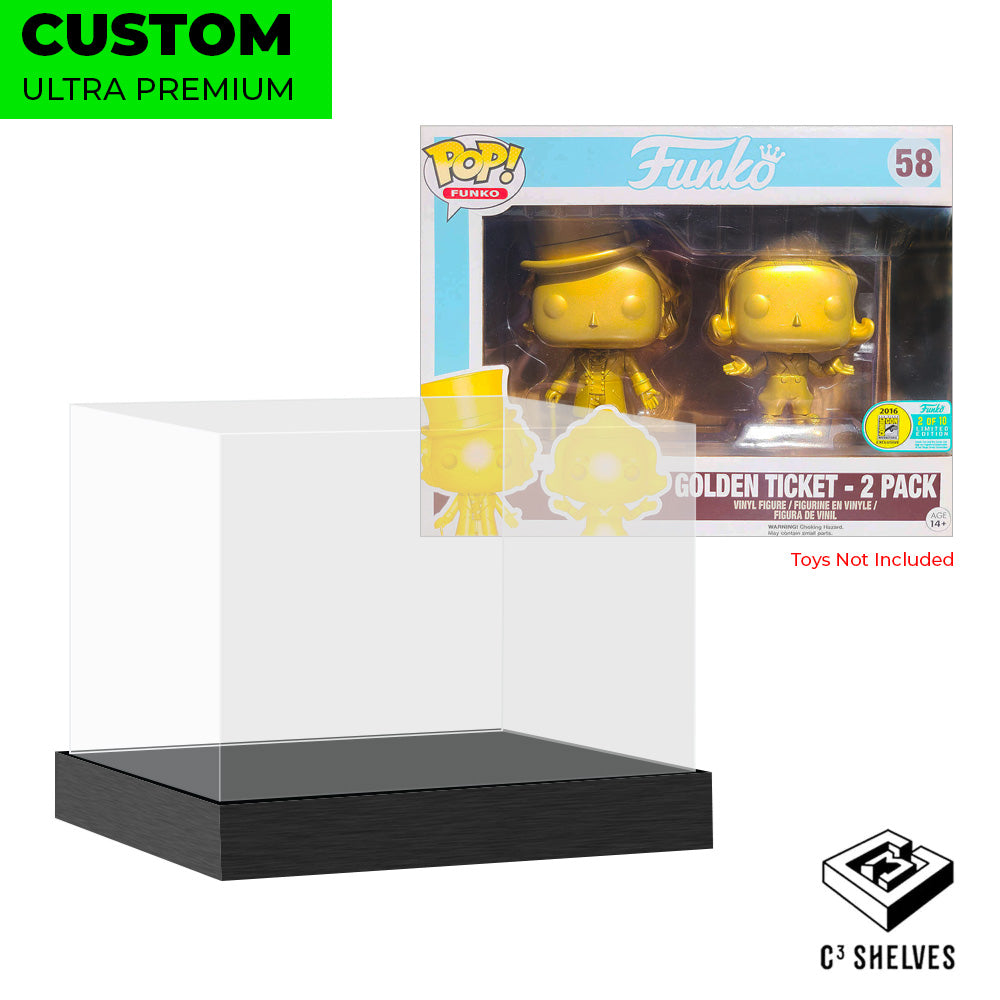 willy wonka golden ticket 2 pack standard custom acrylic ultra premium best funko pop hard protectors thick strong vinyl pop shield vaulted armor collect protect display geek exclusive wall mount case c3 shelves