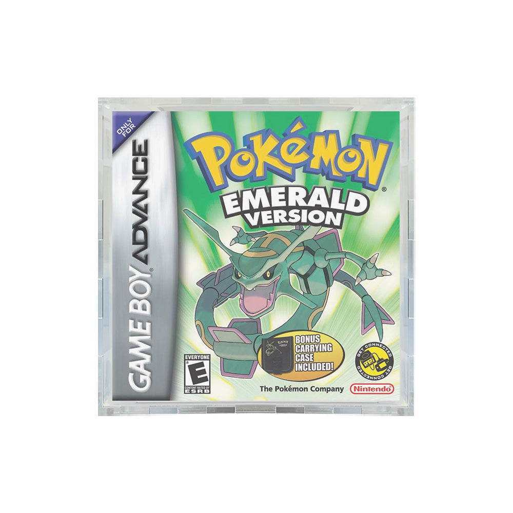 Nintendo Game Boy Advance Pokemon Emerald Version with Carrying Case Pop Fortress Acrylic Display Case for Video Game Grails Vaulted Figures by Display Geek