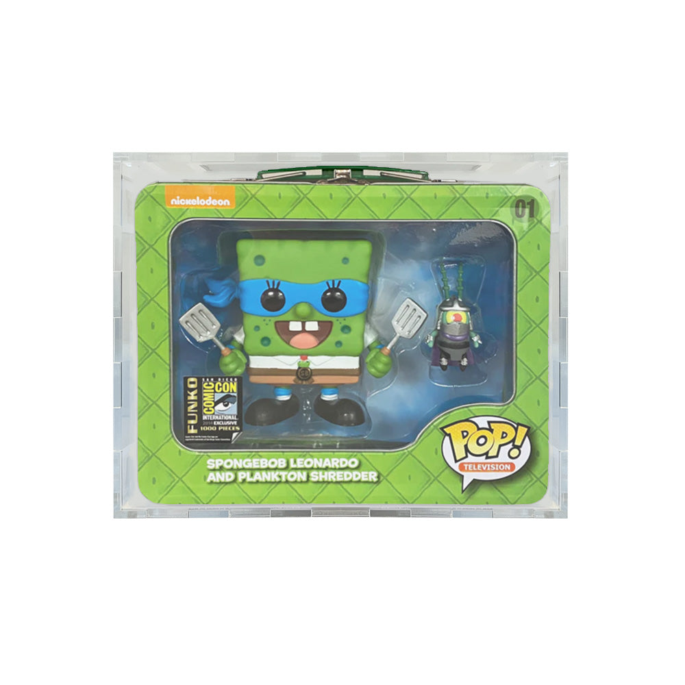 SPONGEBOB LEONARDO - 4.5mm thick Pop Fortress Custom Acrylic Hard Case for Funko Pop Grail Boxes (Fits 6.5h x 7.625w x 2.75d) Exclusive to Display Geek & The Protector Guide App