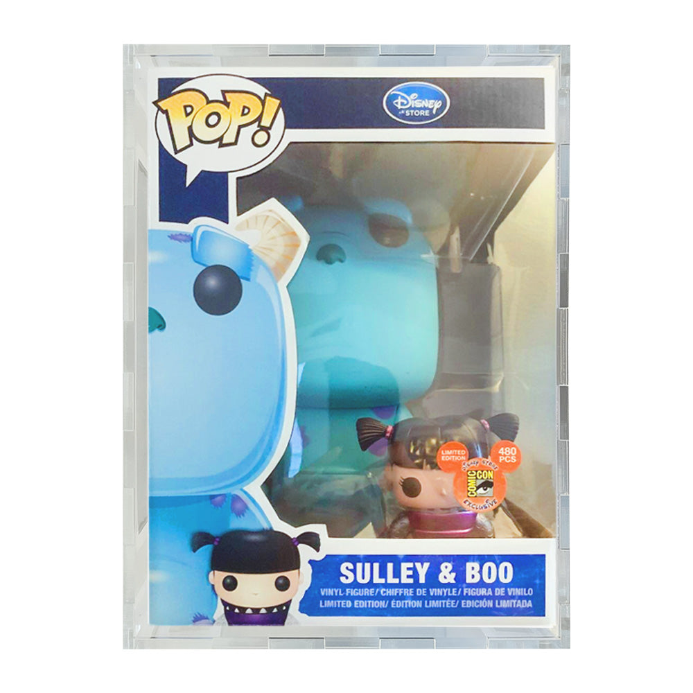 9 inch Sulley Boo D23 Pop Fortress Acrylic Display Case for Funko Pop Vinyl Grails Vaulted Figures by Display Geek
